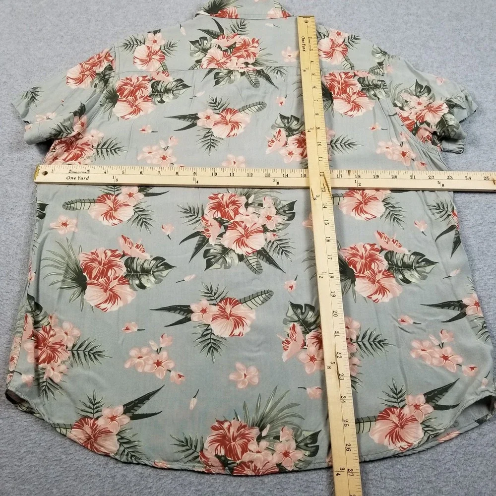 Eighty Eight Button Up Shirt Mens M Medium Green Floral Hawaiian Tropical Camp